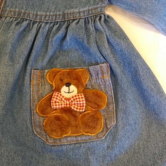 Vintage Baby Togs Denim Dress/Teddy Bear Pocket - Picture 6 of 9